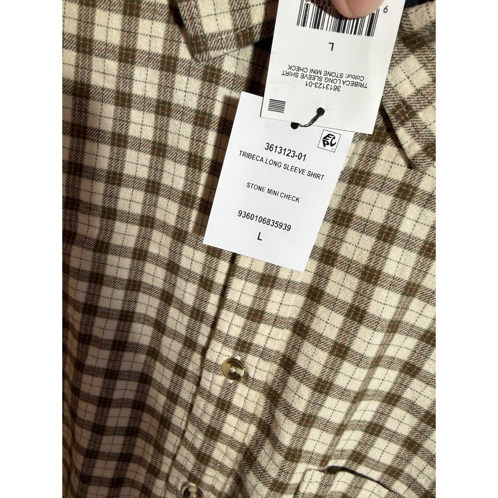 Cotton on Men's Tribeca Oversized Long Sleeve Shirt Stone Mini Check L - Picture 13 of 16